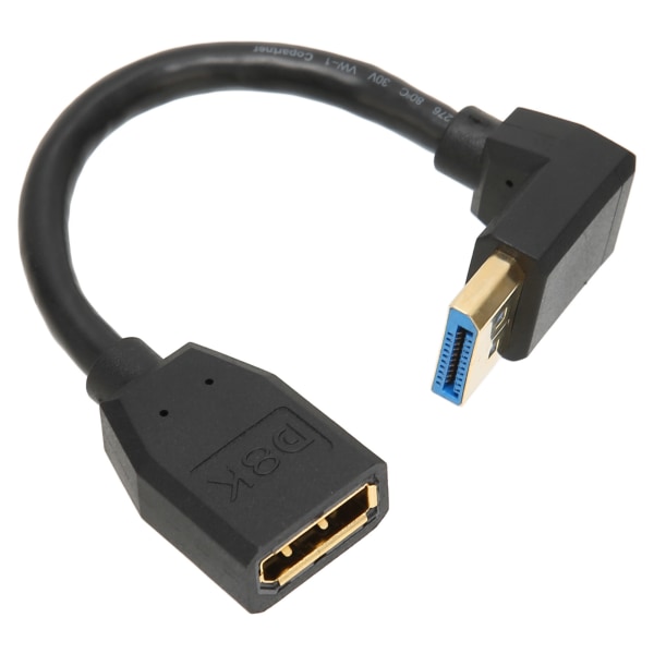 Displayport förlängningskabel DP1.4 version 90 grader Displayport hane till hona förlängningsadapter för 8k 60hz 4k 144hz