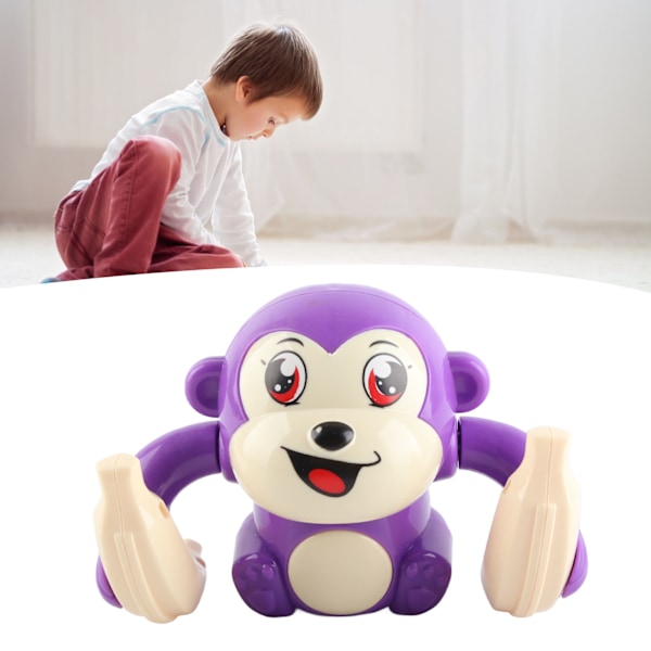 Elektrisk Flip og Head Monkey Toys Sensorisk Utviklings Tumbling Crawling Monkey Baby Toy med Lys og Musikk Lilla