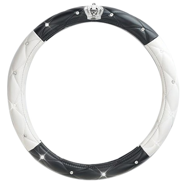 Kvinnors rattöverdrag Söt Universal Antislip Pu Läder Rhinestones Bilstödsöverdrag Svart Vit
