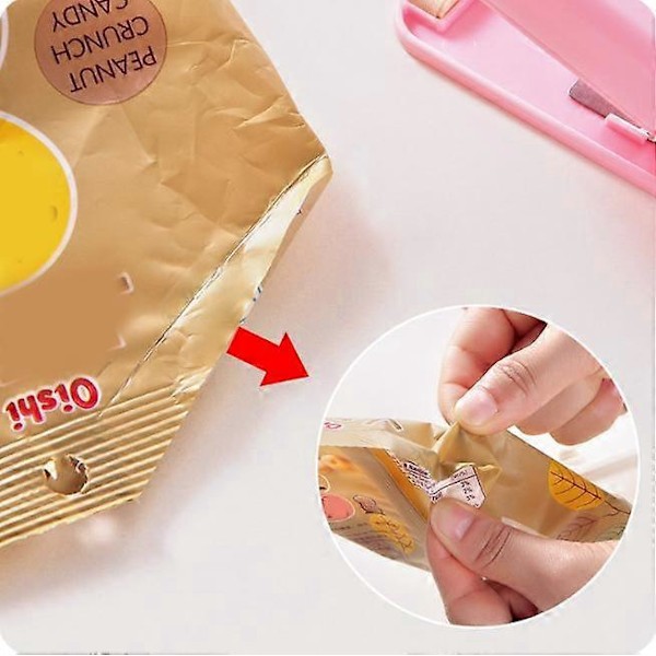 Hvit Mini Poseforsegler, Matredder for Oppbevaring av Frokostblandinger, Kjeks og Snacks