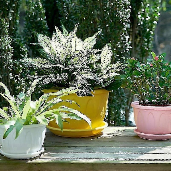 Blomkruka Snyggt Mode Lättviktig Plast Blommor Grönsaksplanteringskruka Med Bricka För Hemmet 2XL Blå