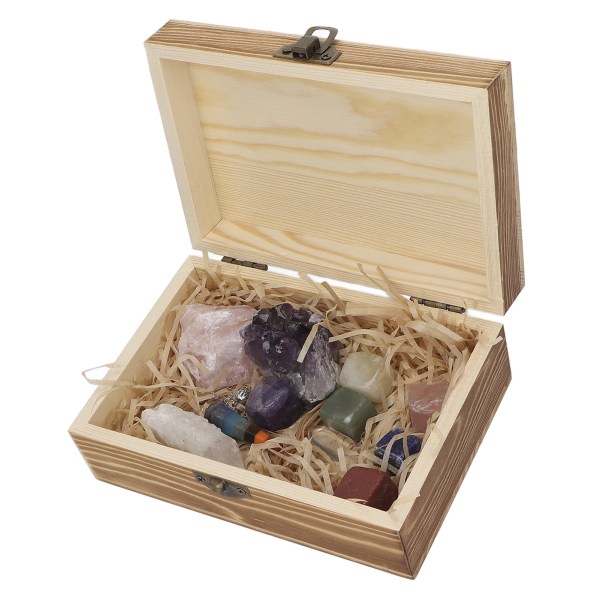 Healing Crystals Kit Pendelhänge Ametist Rose Quartz Chakra Stones Set med förvaringslåda