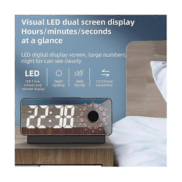 Nedräkningslarmklocka Dubbel Display Visuell Manager Larmklocka Omgivningstemperaturdetektering Vred De
