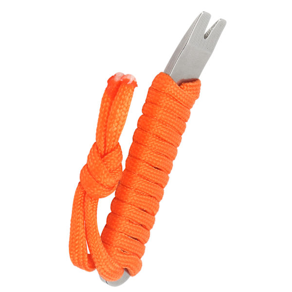 Lommekniv i rustfritt stål med paracord multifunksjonell mini brekkstang sveivskrape (oransje)