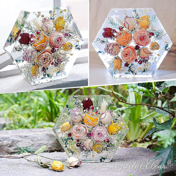 Stora silikonhartsformar för blomsterkonservering - Hexagonform, djupa gjutformar (20x23x5cm)