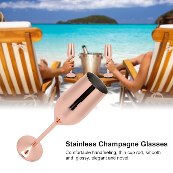 304 Rostfritt Stål Vinglas Champagne Glas Dricksglas 220ML för Bar Fest BankettRose Golden