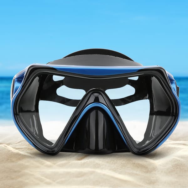 Silikon Snorkelglasögon för Vuxna Härdat Glas Stor Sikt Simglasögon Dykutrustning Blå Svart