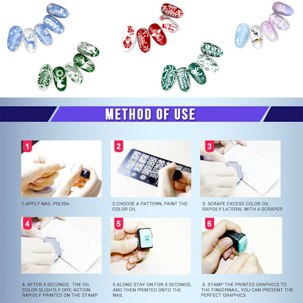 5 st jul nail art stämpel mallar DIY nail art plattor kit för hemmasalong användning