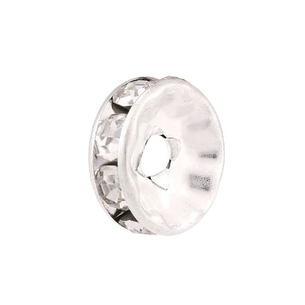 100 stk./sæt Legering Rhinestone Løs Charm Spacer Perle til Smykkefremstilling (Sølv 8mm)