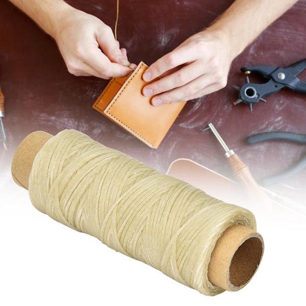 50 meter/rulle 150D/16 läderhantverk Platt sytråd Handsömmar vaxad tråd (beige)