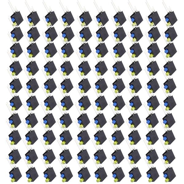 100 stk LED lysholder 90 grader bøjning dobbelt hul industridele sort op gul ned blå