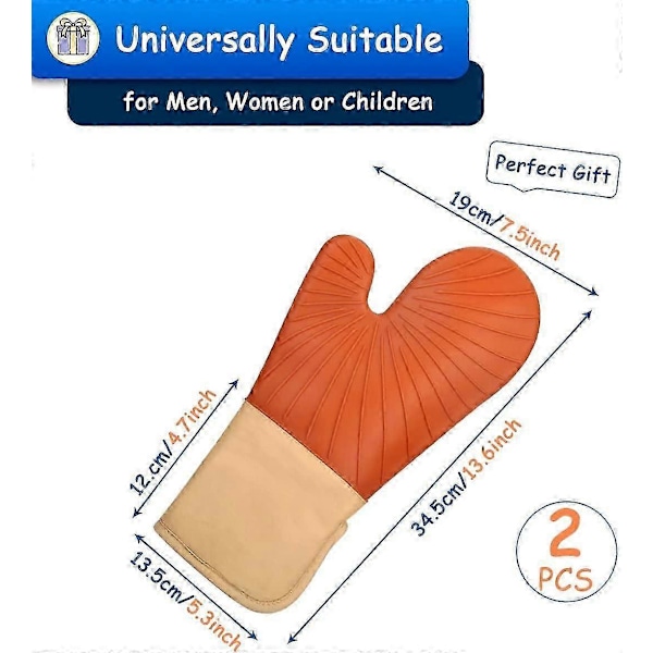 Värmebeständig Ugnsvante, Silikon Ugnsvante Halkfri Bomull Termisk Isolering Ugnsvante 19*33cm Orange_SZXM