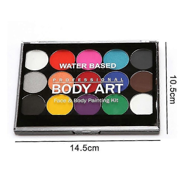 Kroppsmaling Ansiktsmaling Sett, 15 Farger Profesjonell Palette Vaskbar
