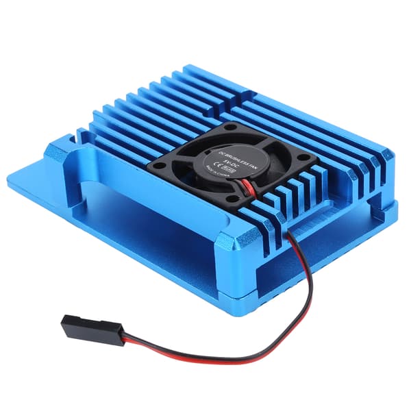 Enkelt ventilator køleplade CNC beskyttelsesdæksel til Raspberry Pi 4 aluminiumslegeringskabinet radiatorblå