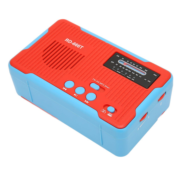 Nödradio solcellsdriven handvev AM FM multifunktions bärbar radio med LED-ficklampa för hem utomhus