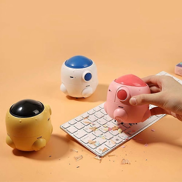 Bærbar Bordrenser, Tegneserie Mini Bærbar Suge Raket USB Trådløs Bordstøvsuger Assistent Tastatur Rengøring, til Kontor Børn Studenter Hjem Bil, Pi