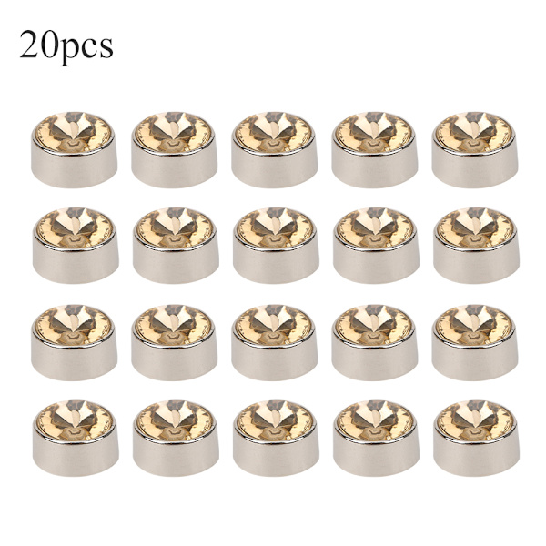 20 st nitar med rund strass i legering för gör-det-själv-skor, kläder och väskor, dekoration med 20 st brickor, 12 mm, kristallgul