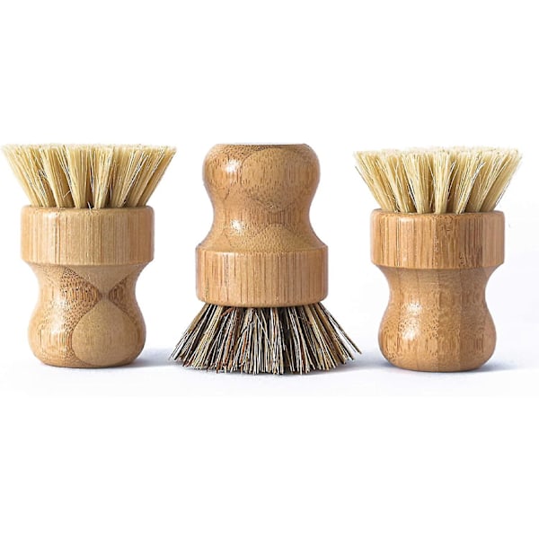 3-pack Naturlig Diskborste i Bambu för Diskning