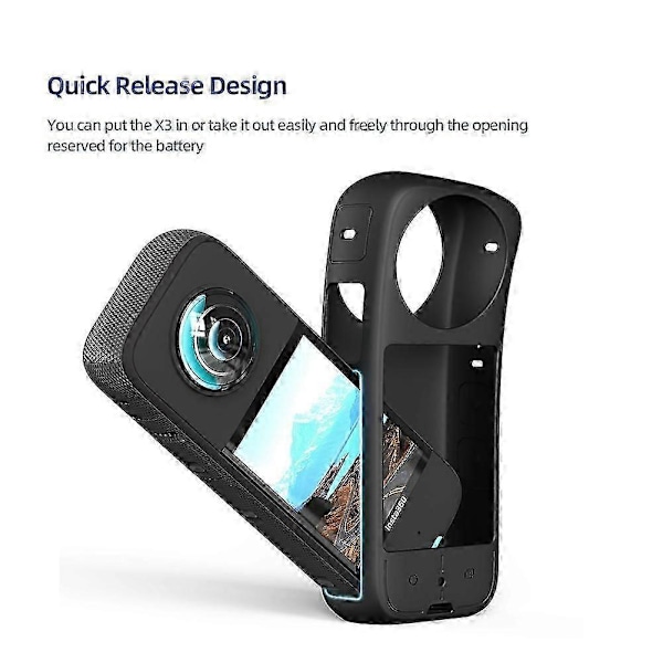 Suojakotelo yhteensopiva Insta 360 X3 -kameran kanssa, silikonikotelo yhteensopiva Insta 360 One X3 -suojaholkin Panor kanssa