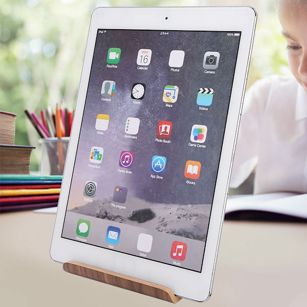 Trä Nöt Brun Dubbelsidig Skrivbord Surfplatta Mobiltelefon Stativ Stöd Fäste för ipad