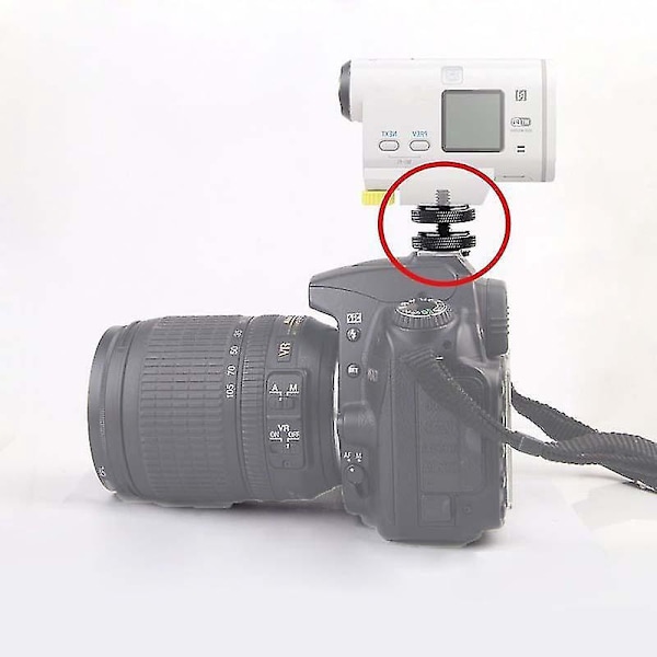 1/4 tomme dobbelt møtrik stativ monteringsskrue til flash kamera hot shoe adapter