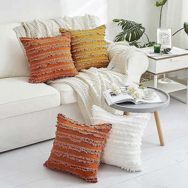Brente oransje pynteputetrekk for sofa, bomulls- og linputetrekk, 40 x 40 cm, sett med 2, Nei