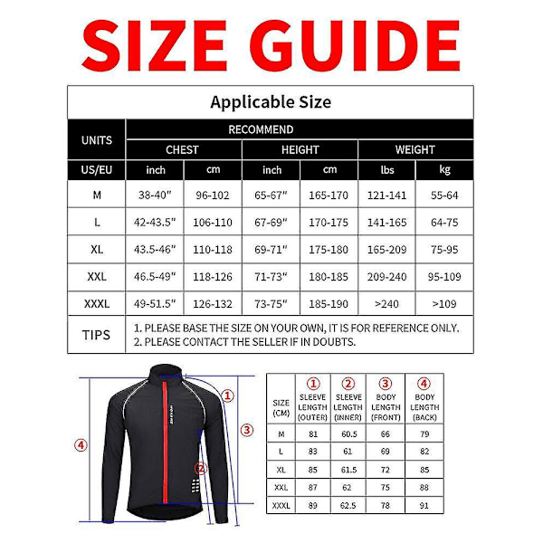 Vanntett ultralett sykkeljakke for menn - Perfekt for sykling og løping 3XL rød