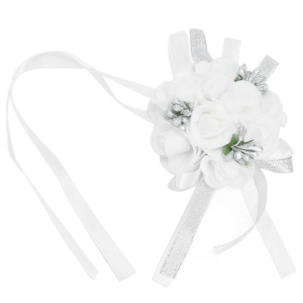 Hvit bryllupshåndleddsblomst med perlebånddesign Ekteskap Bryllup Håndleddskorsett