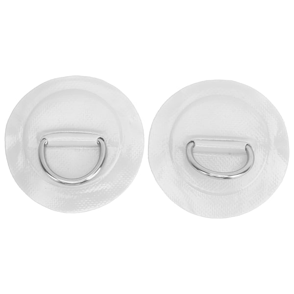 2 stk oppblåsbar båtkajakk DRing Pad Patch PVC marine rustfritt stål fast spenne (hvit)