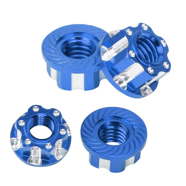 4 stk M4 utskjæring sekskantmuttere aluminiumslegering passer til HSP Sakura D3 D4 1/10 RC bil mørkeblå