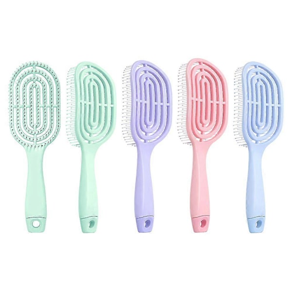 Bärbar Avslappnande Elastisk Massageborste Oval Hårkam för Skalpmassage Salong Stylingverktyg Enfärgad SZ50-Grön