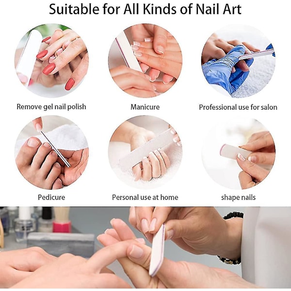 15-pack Nagel Filsats, Professionell Fyrkantig Nagelfil 100/180 Grit Dubbelsidig