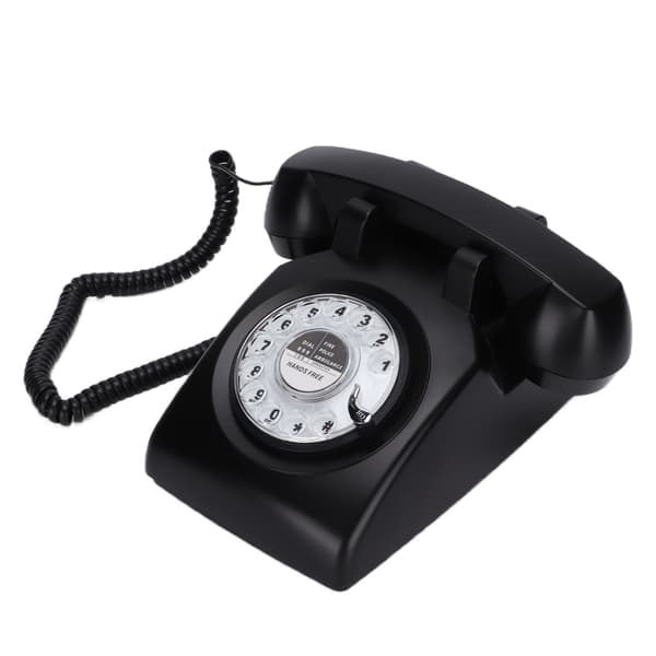 Retro drejelig fastnettelefon 60'er gammeldags klassisk drejeskive kablet fastnettelefon sort