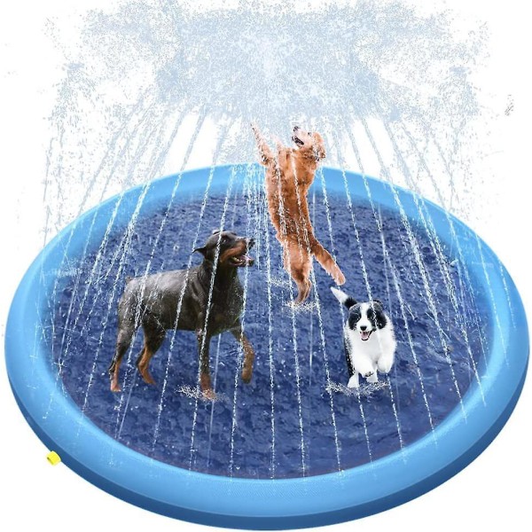 Bärbar hopfällbar vattenspraydyna för hundpool - PVC-pool med halkfri botten för stora hundar