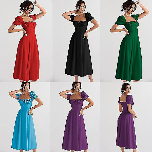 Blomstermønstret ærmeløs rynket buste split lår Boho Midi Kjole S Transparent