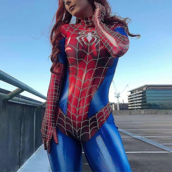 Kvinders Spiderman Halloween Superhelt Cosplay Catsuit Stretch Jumpsuit Romper L
