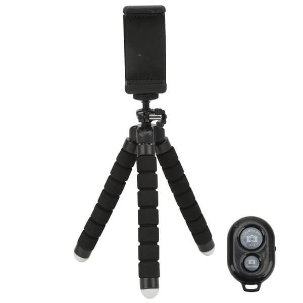 Flexibelt Svampstativ med Trådlös Fjärrkontroll Telefonklämma Justerbar Selfiestick Stativ