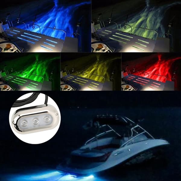 LED Under vann Lys Vanntett Marine Båt Yacht Bunn Hale Lampe Blått Lys