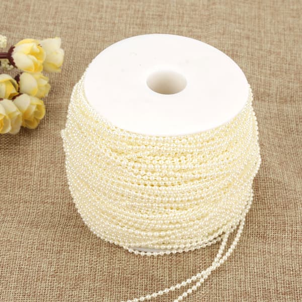 100 m/rulle Imitationsperletråd Perlekæde DIY Bryllupsdekoration 2,5 mm (beige)