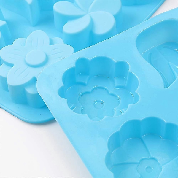 6-Hålig Silikonform Blommor, Set med 3st Non-Stick Livsmedelsgodkänd Silikon Blandad Tulpan, Tusensköna Form för Godis Choklad Gelé, Isbitar