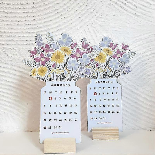 2024 Bloomy Flowers Bordkalender, Kreativ Blomster Bordkalender, 2024 Blomstertema Kalender, Julegaver Nytårsgaver B 1 stk