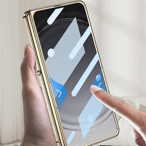 GKK Compatible with Oppo Find N6 5G Magnetic Case Support PC Phone Case with HD Rear Screen Protector Champagne