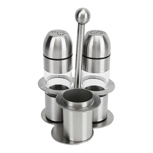 Krydderflaske i rustfritt stål, multifunksjonell, matvaregodkjent, gjenfyllbar, rustsikker, salt- og pepperbeholdere, sett med krydderflaske x 2, krydderkopp x 1