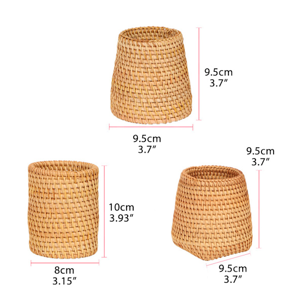 Håndvævet rattan penneholder kopper flet makeup børste opbevaring kurv Køkken køkkengrej Organizer Caddy Hjemmebord dekoration