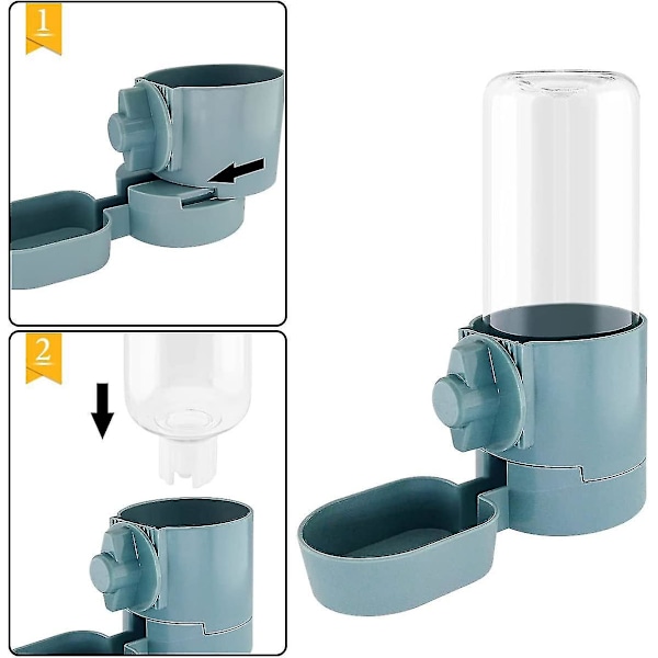 Automatisk Vattenbehållare för Smådjur, Droppfri Flask för Marsvin & Hamster (500ml/17oz) Grå