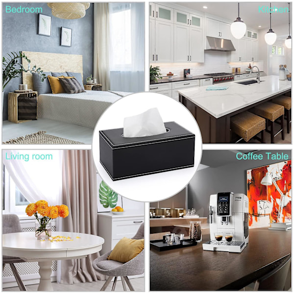 Läder Tissue Box Holder - Rektangulärt Pappersfodral för Hem, Kontor, Bil Dekoration