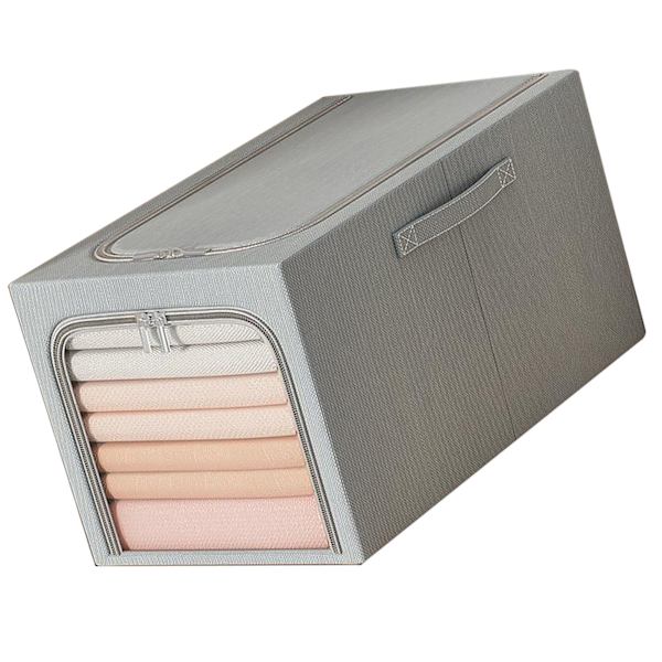Klær Oppbevaringspose 50L Klær Oppbevaringsboks Soverom Oppbevaringsboks med Metallramme Håndtak 47x35x30cm Grå