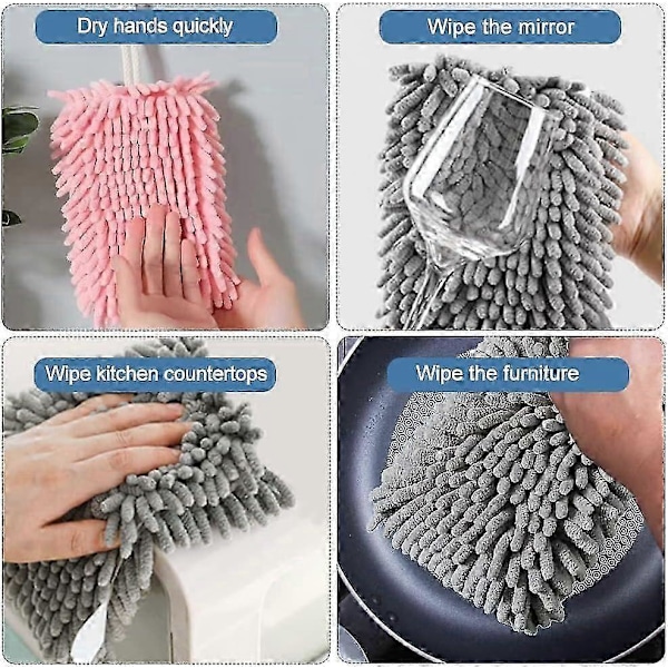 Hængende Håndklæder - Bløde og Fluffy Mikrofiber Håndklæder - Super Absorberende med Hængende Løkke til Køkken og Badeværelse_SZXM