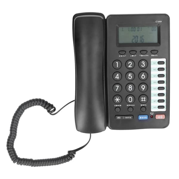 C199 Hemtelefon med sladd Kontorstelefon Fast telefon Stöder röstmeddelande för uppringare Tystnadsfunktion