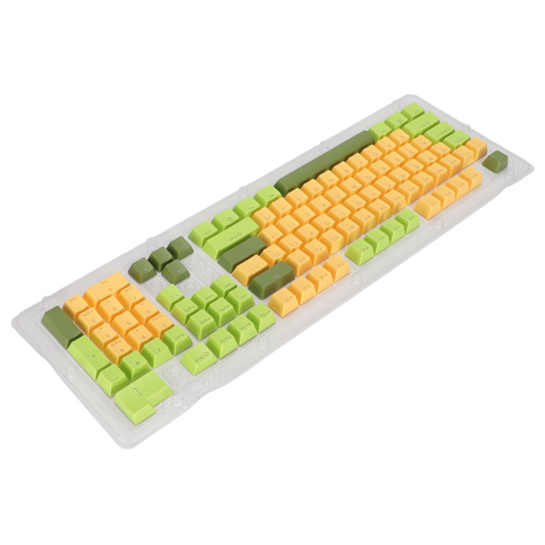 Tangentbord Tangentkapslar 107 tangenter Tre färger genomskinliga tecken Arc Layout Mekanisk tangentbord Tangentkapslar Matcha gul